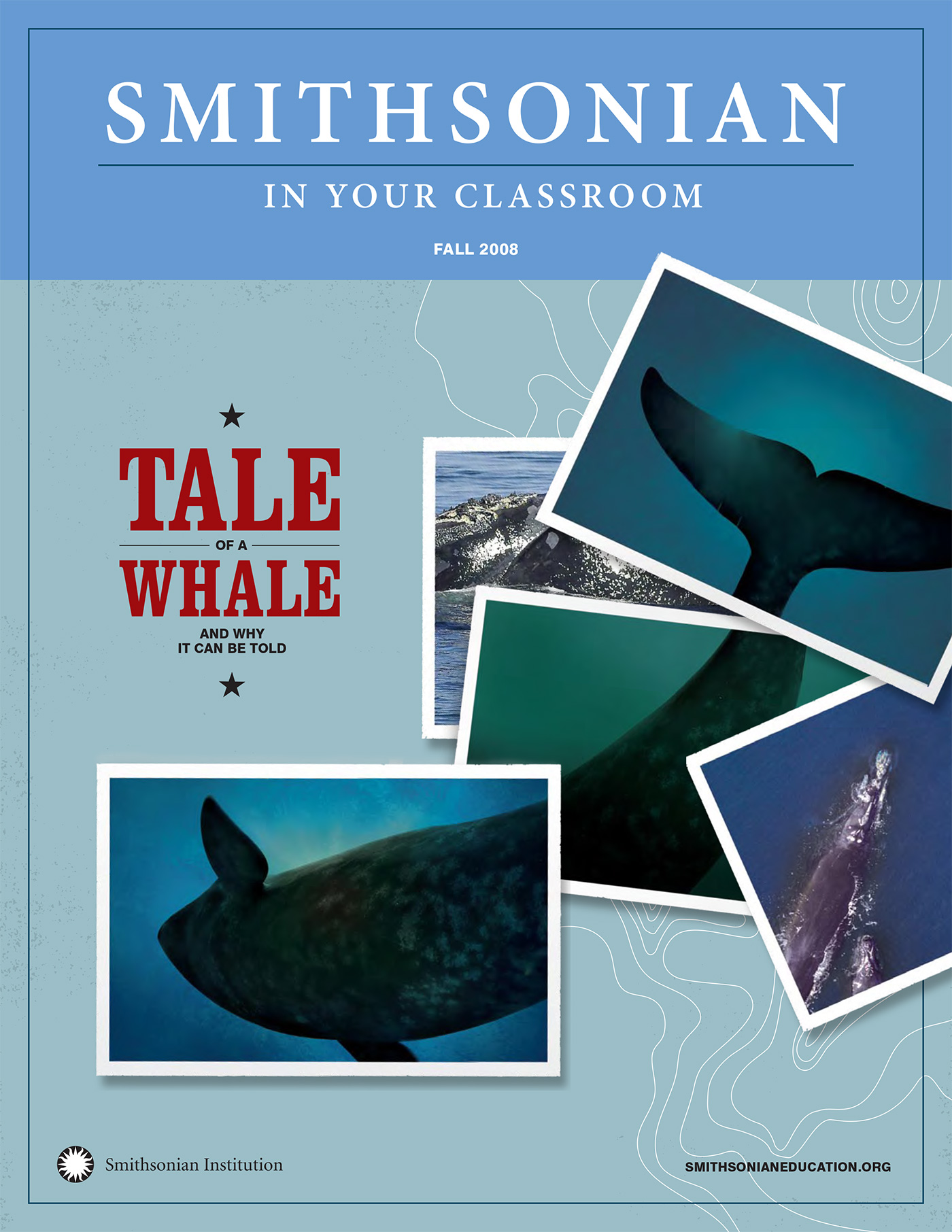 Cover of Smithsonian in Your Classroom: Tale of a Whale and Why It Can Be Told, showing snapshots of Right Whales.