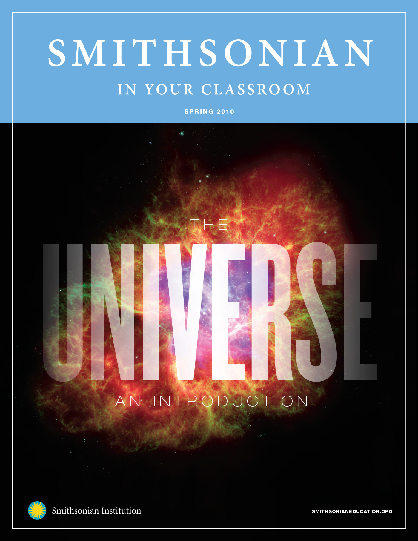 Cover of Smithsonian in Your Classroom: The Universe An Introduction, showing a colorful supernova.